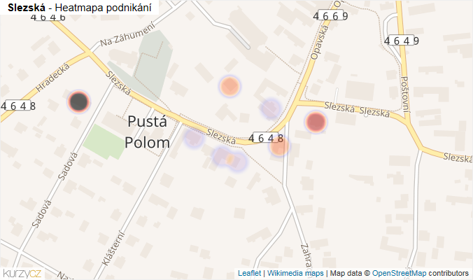 Mapa Slezská - Firmy v ulici.