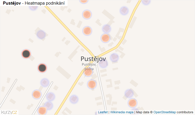Mapa Pustějov - Firmy v části obce.