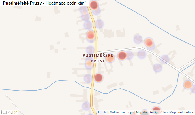 Mapa Pustiměřské Prusy - Firmy v části obce.