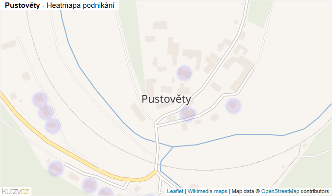 Mapa Pustověty - Firmy v části obce.