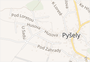 Husova v obci Pyšely - mapa ulice