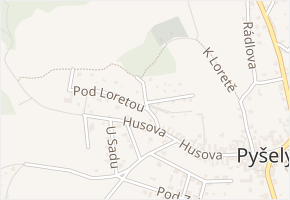 Pod Loretou v obci Pyšely - mapa ulice