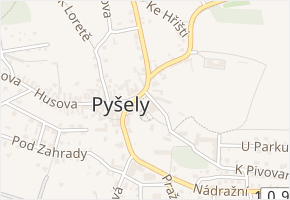 Prosluněná v obci Pyšely - mapa ulice