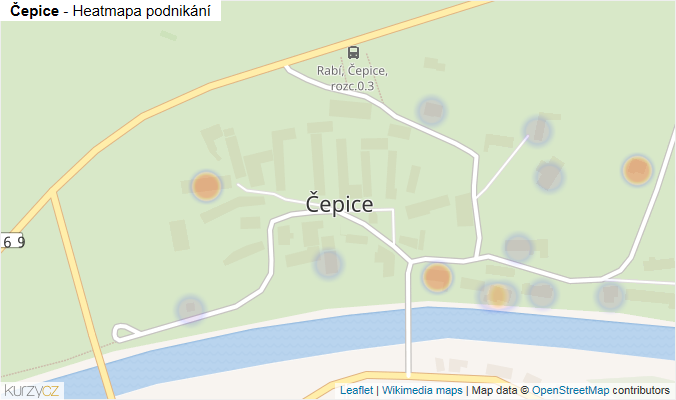 Mapa Čepice - Firmy v části obce.