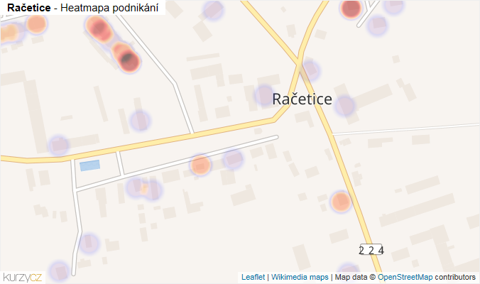Mapa Račetice - Firmy v části obce.