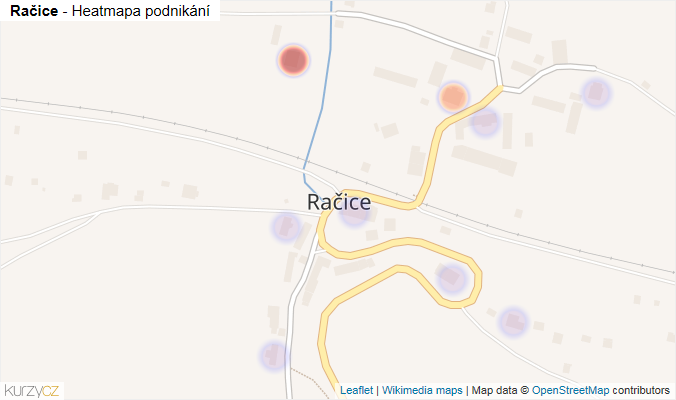 Mapa Račice - Firmy v části obce.