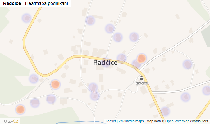 Mapa Radčice - Firmy v části obce.