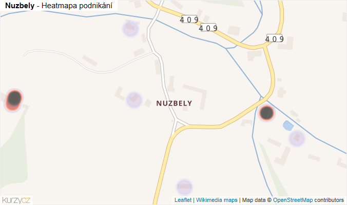 Mapa Nuzbely - Firmy v části obce.