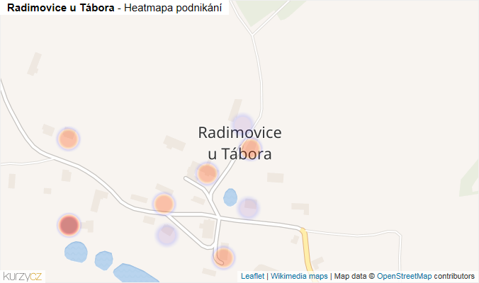 Mapa Radimovice u Tábora - Firmy v části obce.