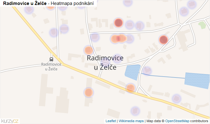 Mapa Radimovice u Želče - Firmy v části obce.