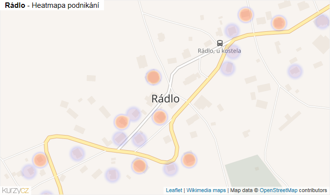 Mapa Rádlo - Firmy v části obce.