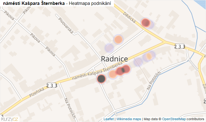 Mapa náměstí Kašpara Šternberka - Firmy v ulici.
