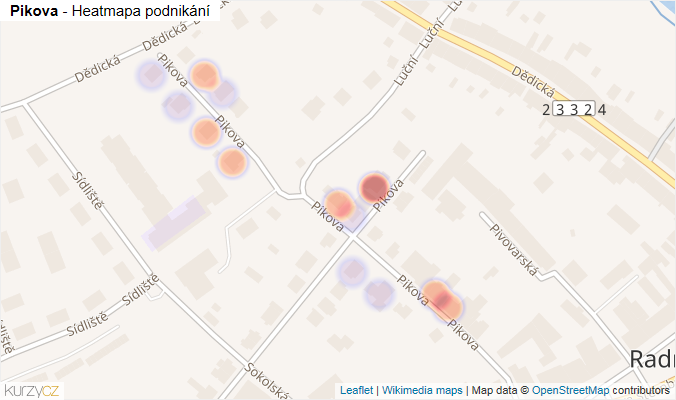 Mapa Pikova - Firmy v ulici.