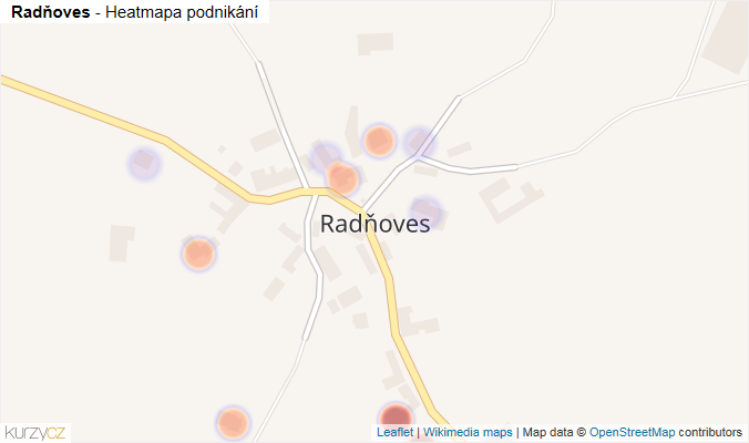 Mapa Radňoves - Firmy v části obce.