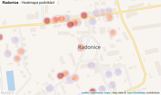 Mapa Radonice - Firmy v části obce.