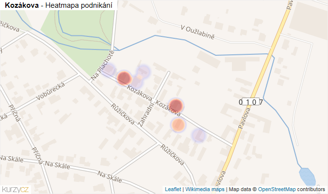 Mapa Kozákova - Firmy v ulici.