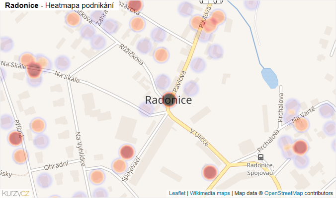 Mapa Radonice - Firmy v části obce.