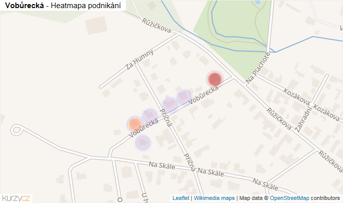 Mapa Vobůrecká - Firmy v ulici.