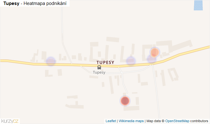 Mapa Tupesy - Firmy v části obce.