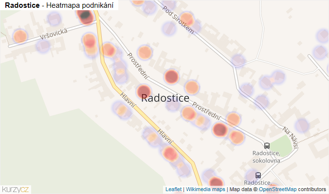 Mapa Radostice - Firmy v části obce.