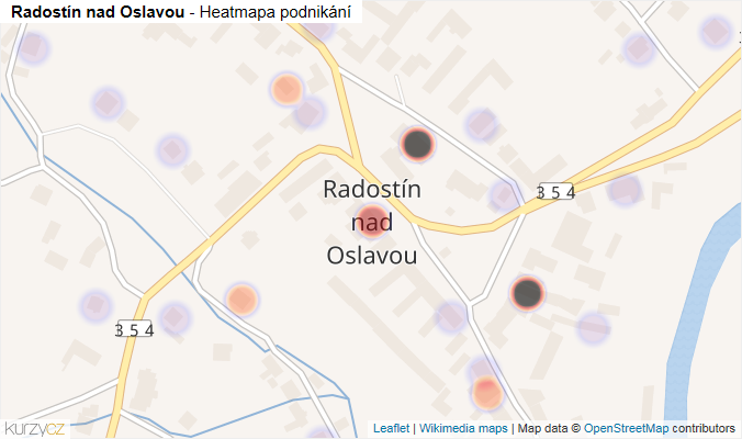 Mapa Radostín nad Oslavou - Firmy v části obce.