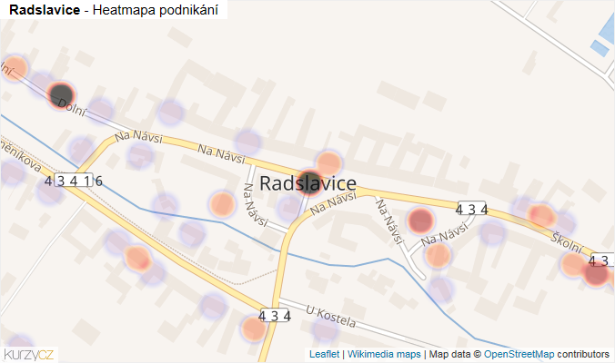 Mapa Radslavice - Firmy v části obce.
