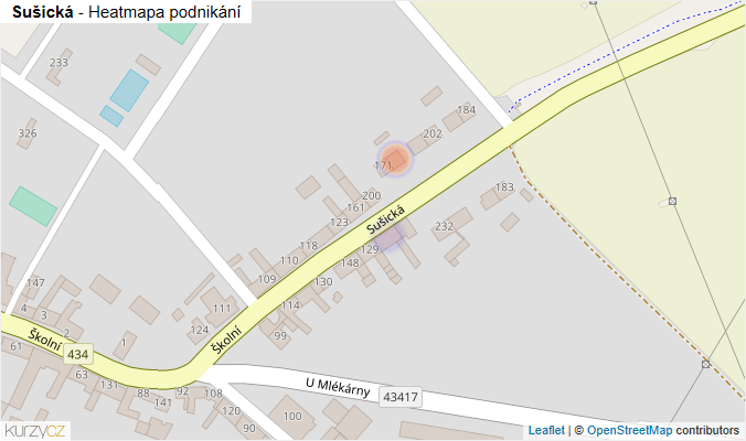 Mapa Sušická - Firmy v ulici.