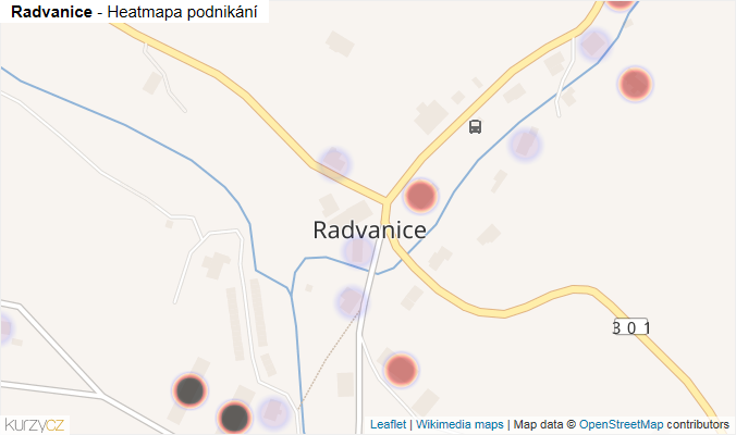 Mapa Radvanice - Firmy v části obce.