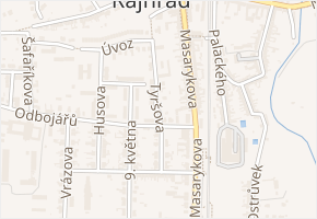 Tyršova v obci Rajhrad - mapa ulice