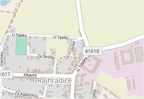 Ulička v obci Rajhradice - mapa ulice