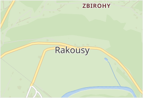 Rakousy v obci Rakousy - mapa části obce