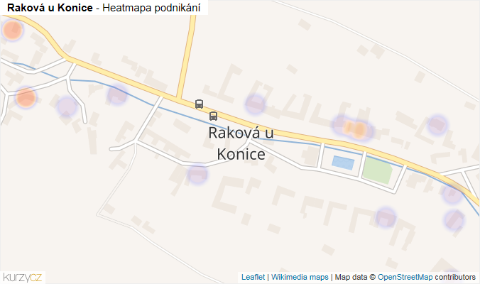 Mapa Raková u Konice - Firmy v části obce.