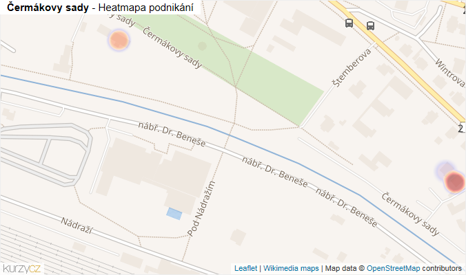 Mapa Čermákovy sady - Firmy v ulici.