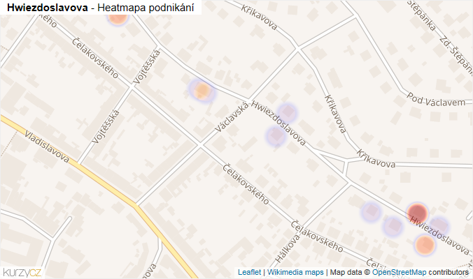 Mapa Hwiezdoslavova - Firmy v ulici.