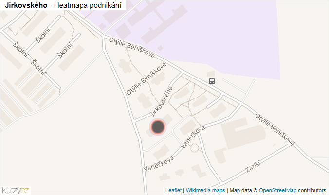 Mapa Jirkovského - Firmy v ulici.