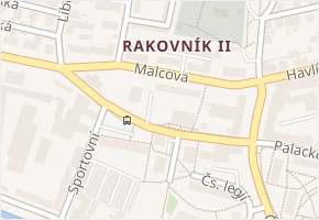 Malcova v obci Rakovník - mapa ulice