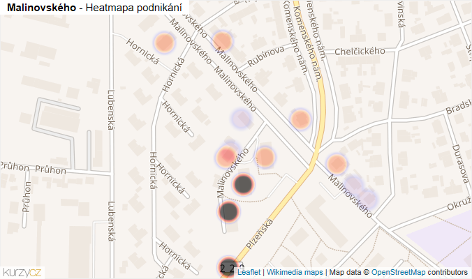 Mapa Malinovského - Firmy v ulici.