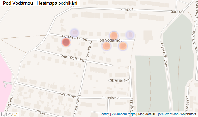 Mapa Pod Vodárnou - Firmy v ulici.