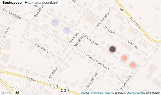 Mapa Soukupova - Firmy v ulici.