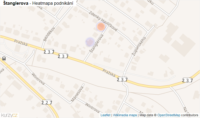 Mapa Štanglerova - Firmy v ulici.