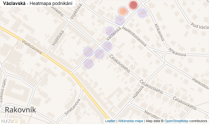 Mapa Václavská - Firmy v ulici.