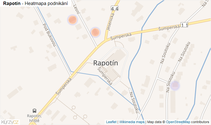 Mapa Rapotín - Firmy v části obce.