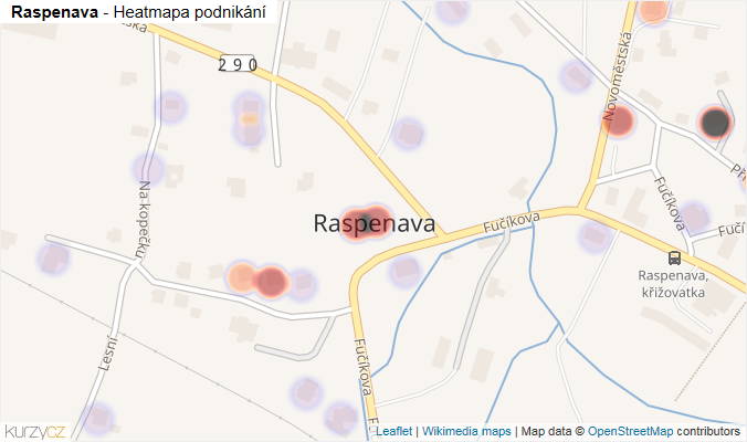 Mapa Raspenava - Firmy v části obce.