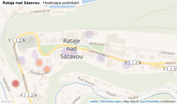 Mapa Rataje nad Sázavou - Firmy v části obce.