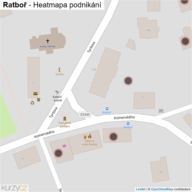 Mapa Ratboř - Firmy v obci.