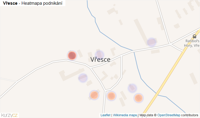 Mapa Vřesce - Firmy v části obce.