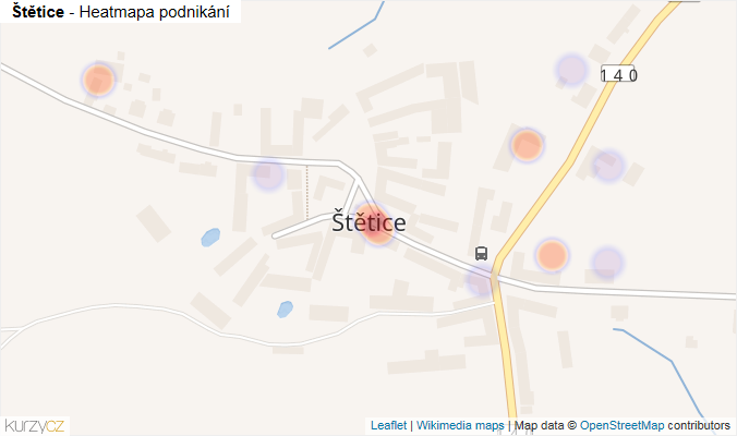 Mapa Štětice - Firmy v části obce.