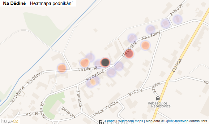 Mapa Na Dědině - Firmy v ulici.