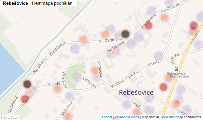 Mapa Rebešovice - Firmy v části obce.