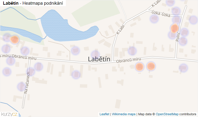 Mapa Labětín - Firmy v části obce.
